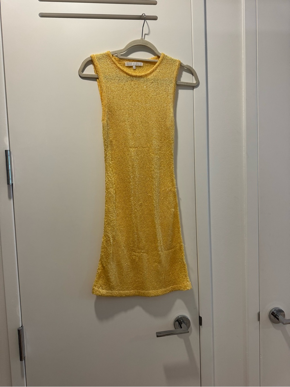 Revolve More to Come yellow sequined knit mini dress